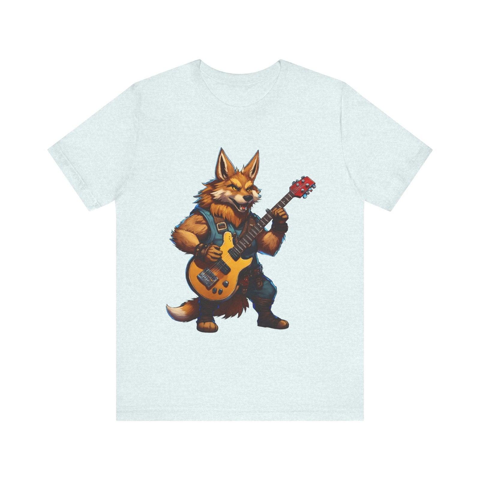 Hip Hop Rockstar Wolf T Shirt | Heather Ice Blue Twill Tees